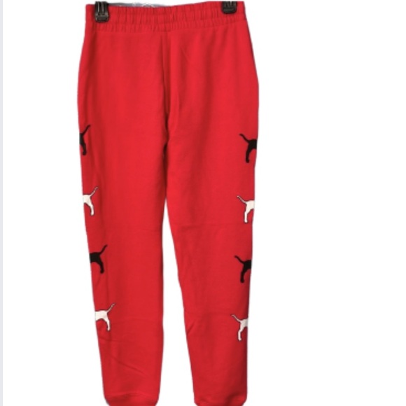 NWOT rare HTF PINK Victoria’s Secret red dog print joggers sweatpants size xs - Picture 5 of 13